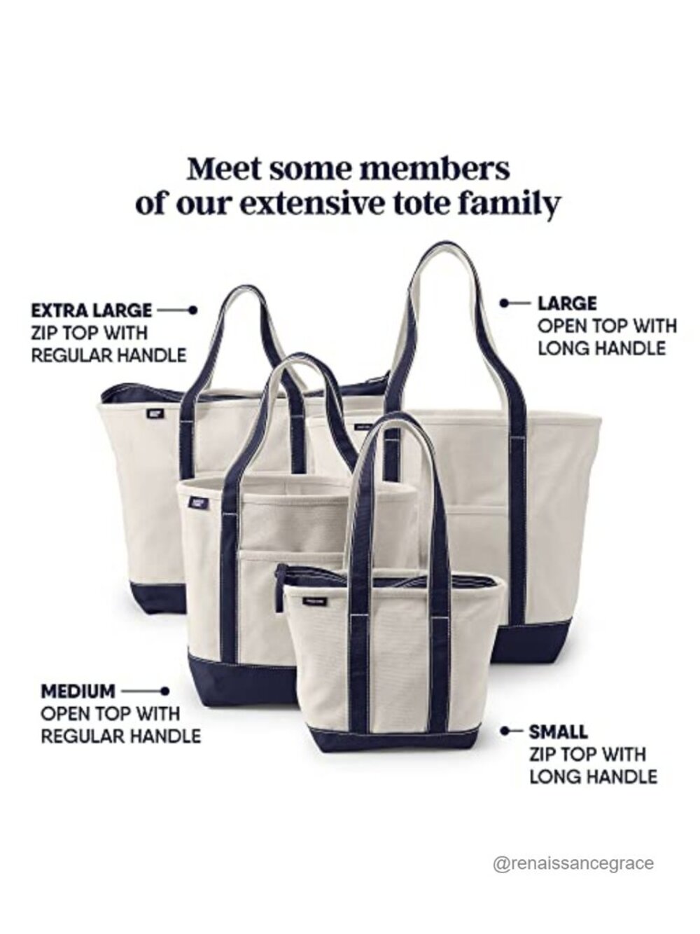 Open Top Canvas Tote Bag X-Large Long Handle - Picture 4 of 4